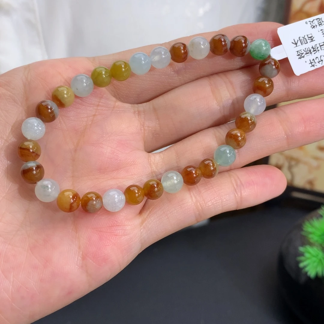 翡翠未镶嵌手串卡6细润多宝手串