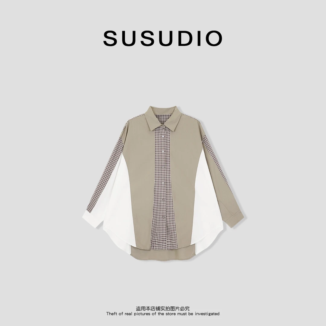 SUSUDIO 春夏款拼接工艺时髦吸睛百搭宽松衬衫70170