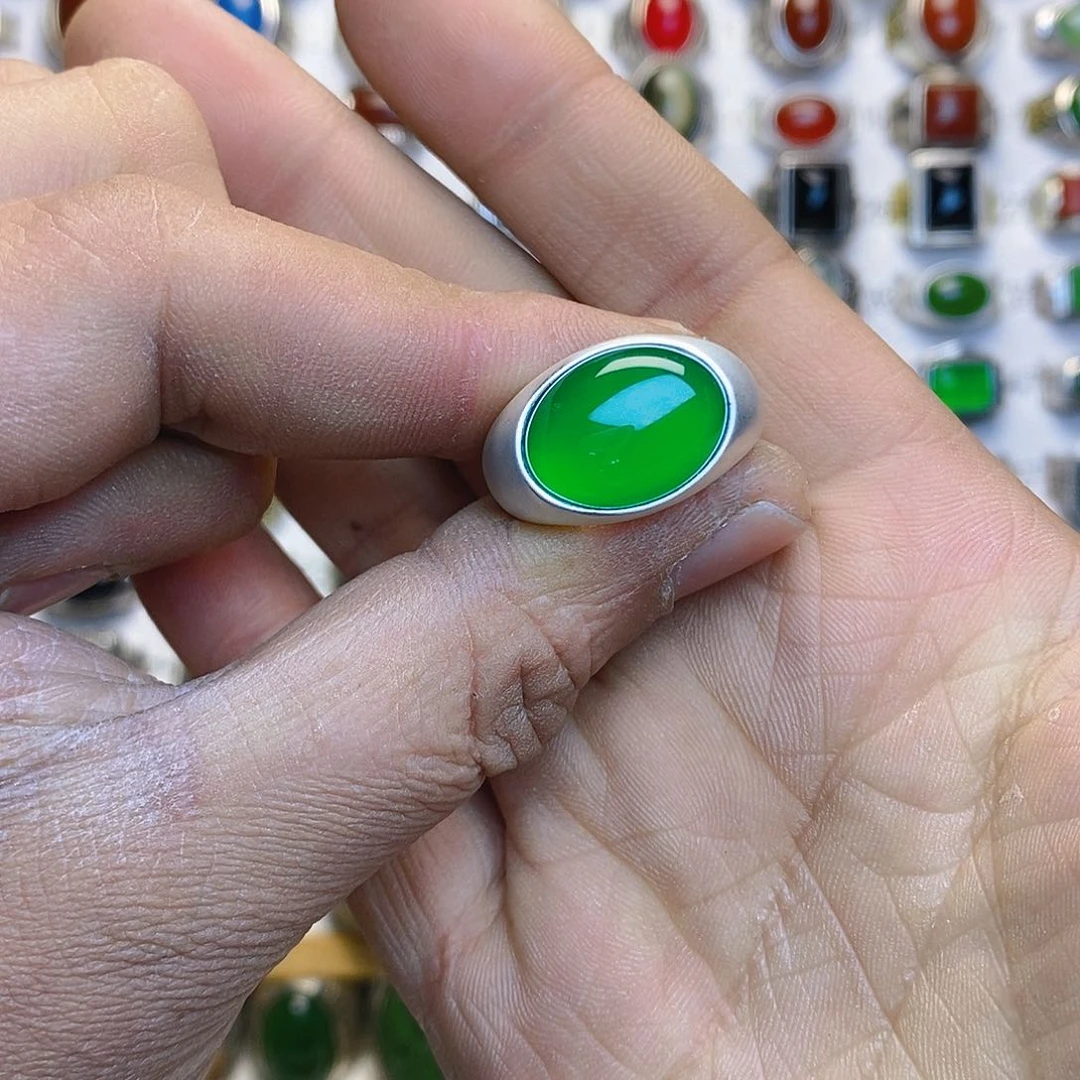 玛瑙/玉髓戒指银S925镶嵌