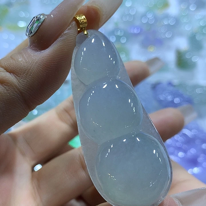 翡翠18K金镶嵌颈饰天然翡翠A货吊坠