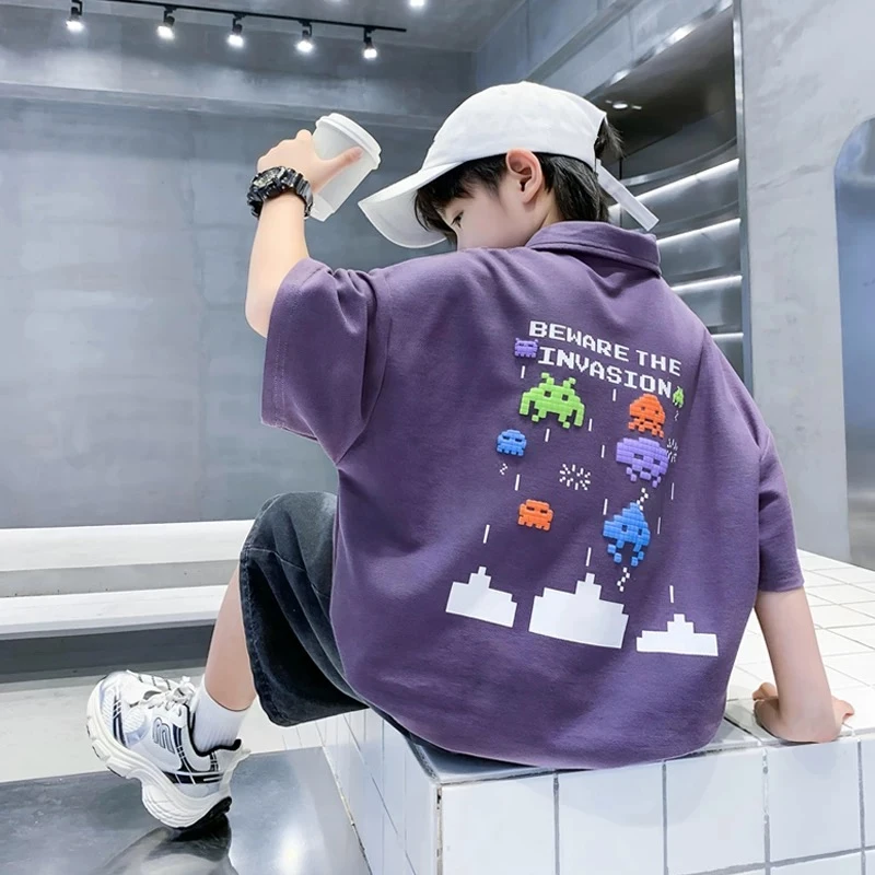 2025新款男童夏季纯棉POLO衫短袖T恤百搭潮童百搭时尚短袖