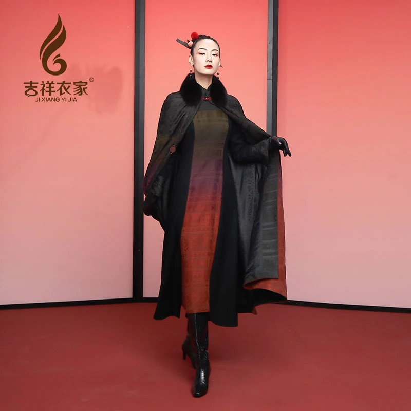 JIXIANGYIJIA/吉祥衣家凤鸣声连衣裙新年约会冬装穿搭913233818