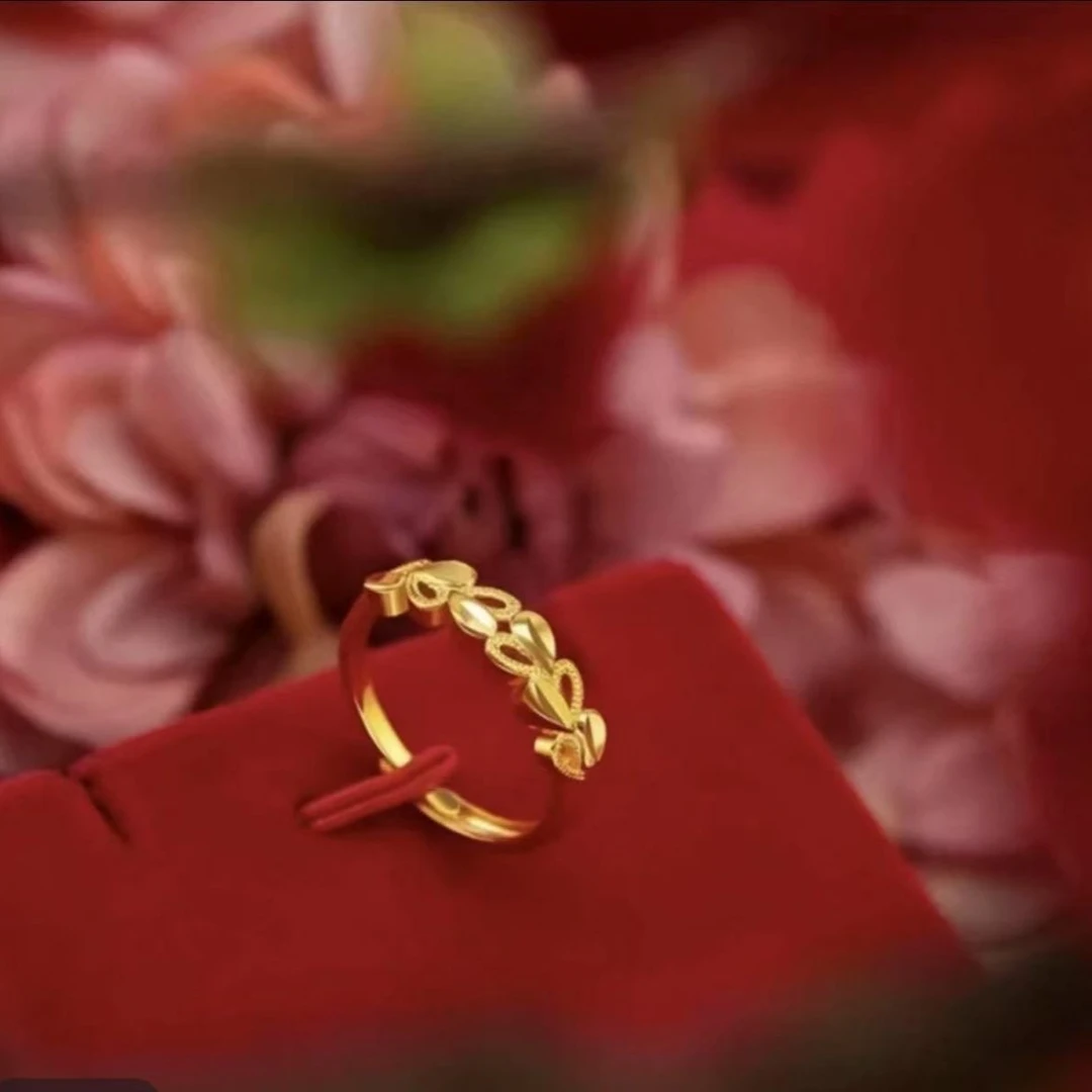 铜合金戒指 金枝玉叶开口戒指