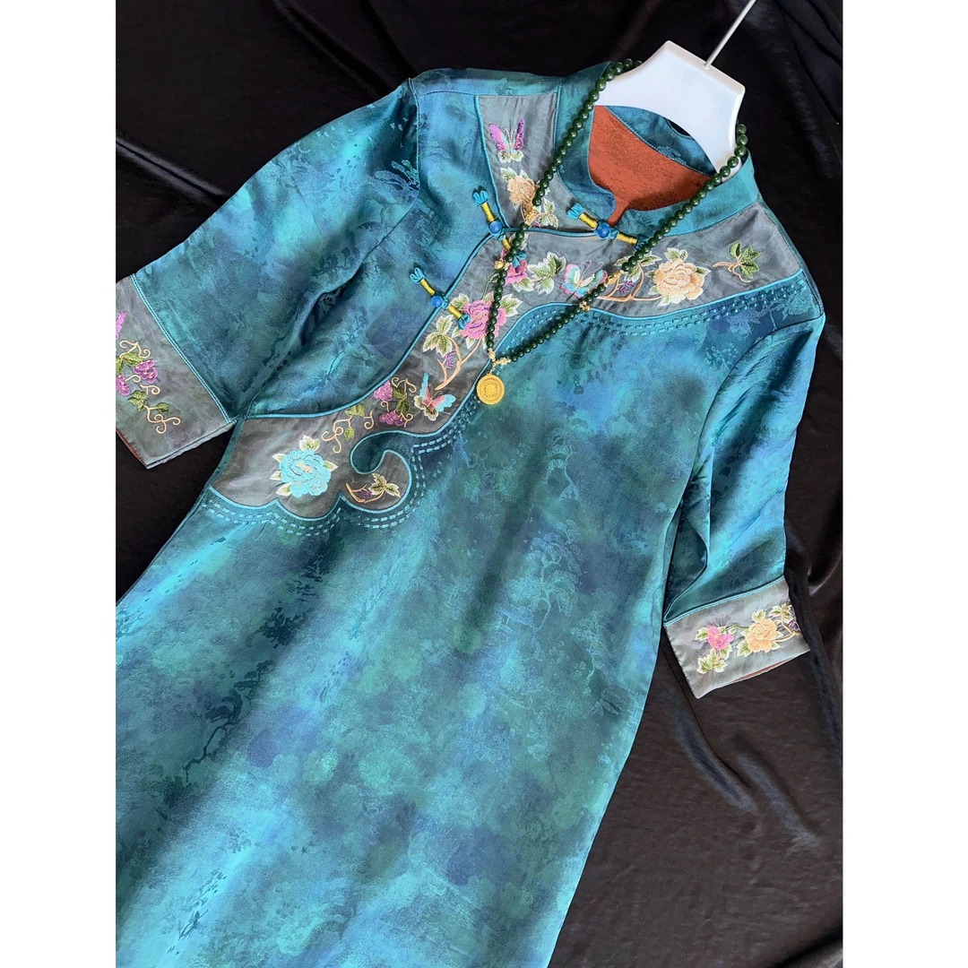 2480-常熟新中式春秋新款【小桥流水】重磅日常提花设计师连衣裙