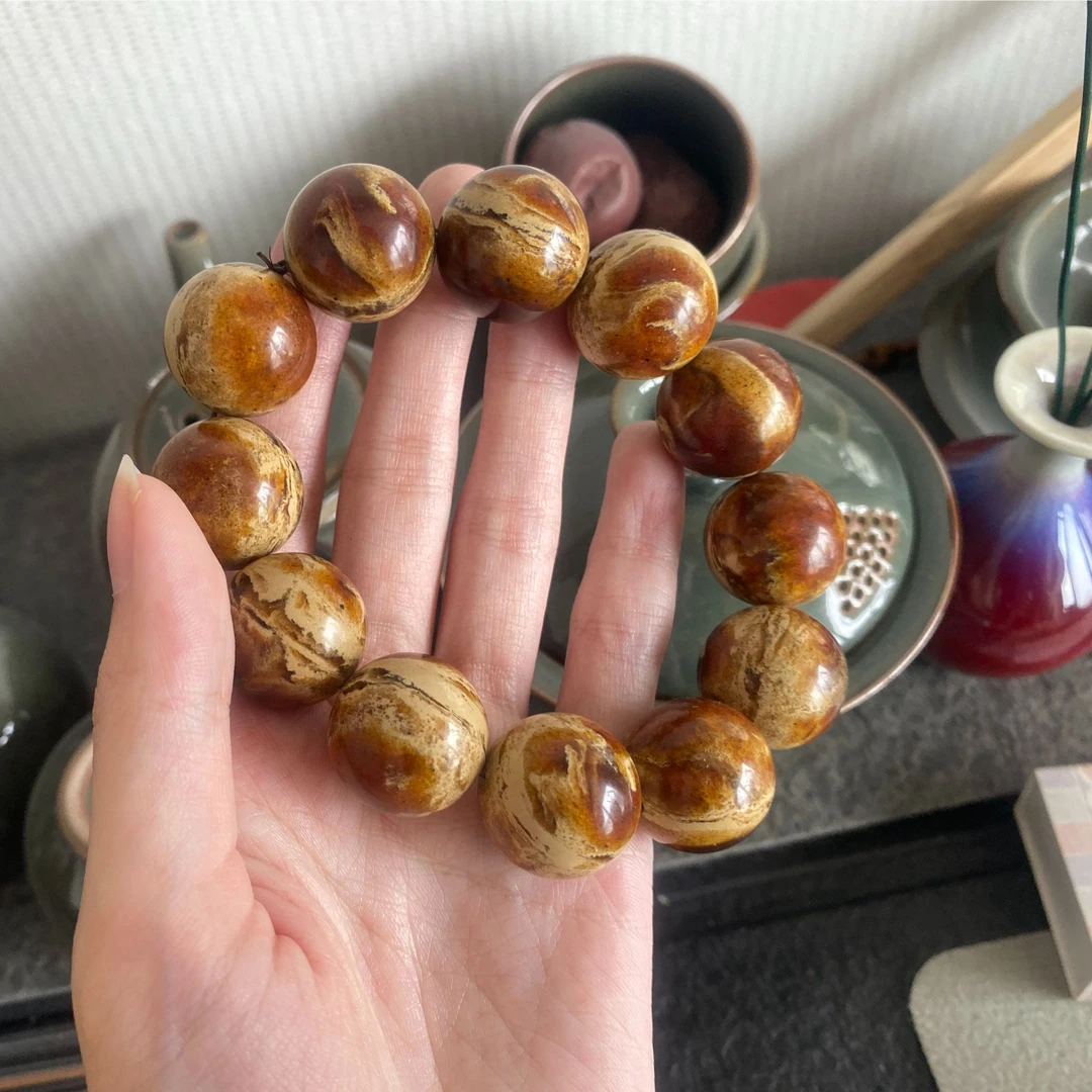 溶洞*妖花  根.珀 妖花圆珠手串 国潮中式