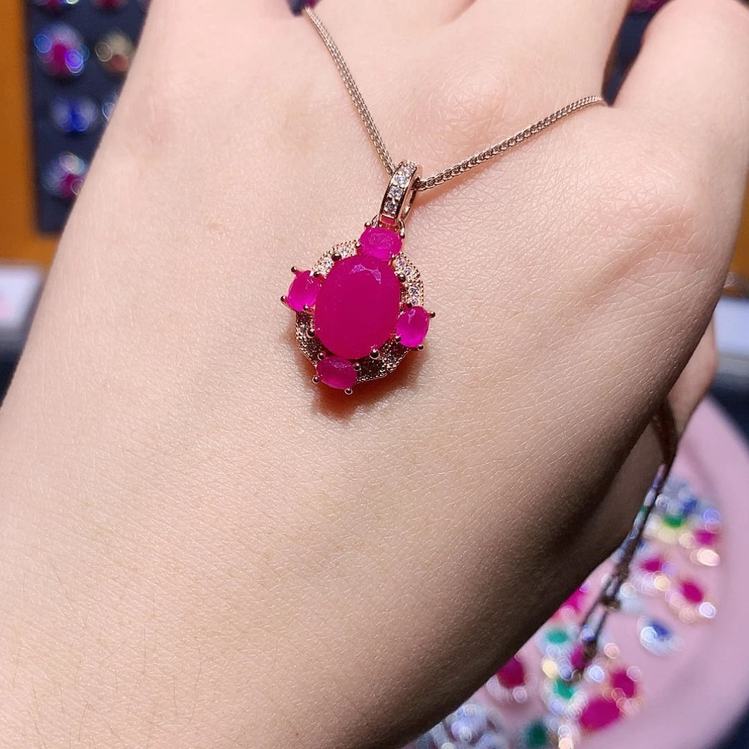 银S925镶嵌吊坠(赠链)红宝石