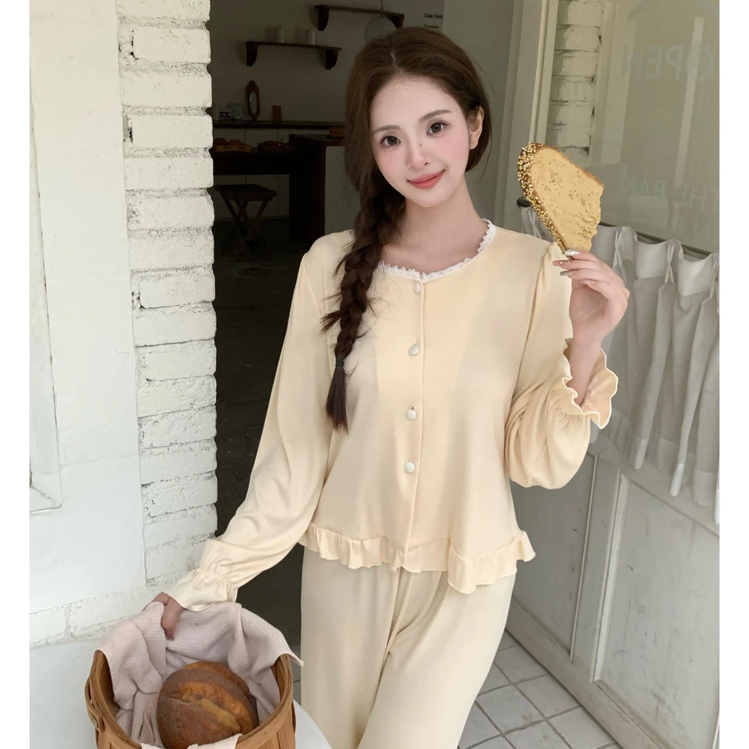 莫里伊【法式荷叶边】小众设计潮牌休闲舒适莫代尔可外穿睡衣家居服