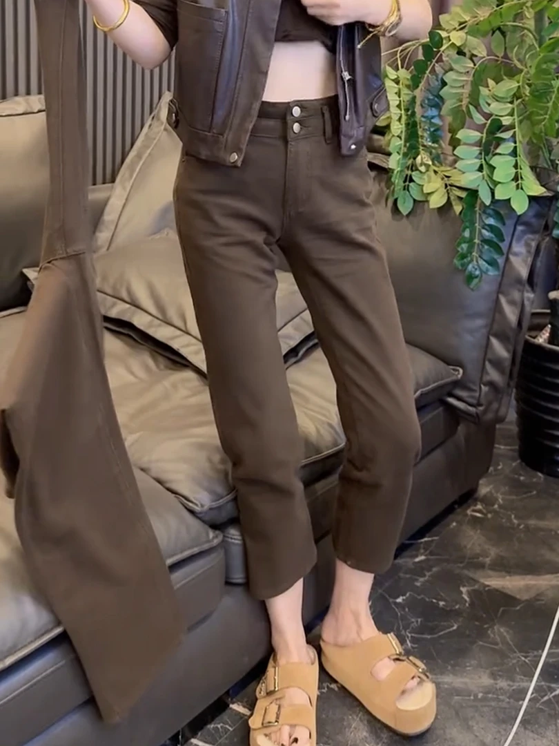 秋季新款弹力修身小脚牛仔裤女梨形大码百搭显瘦九分直筒烟管裤子