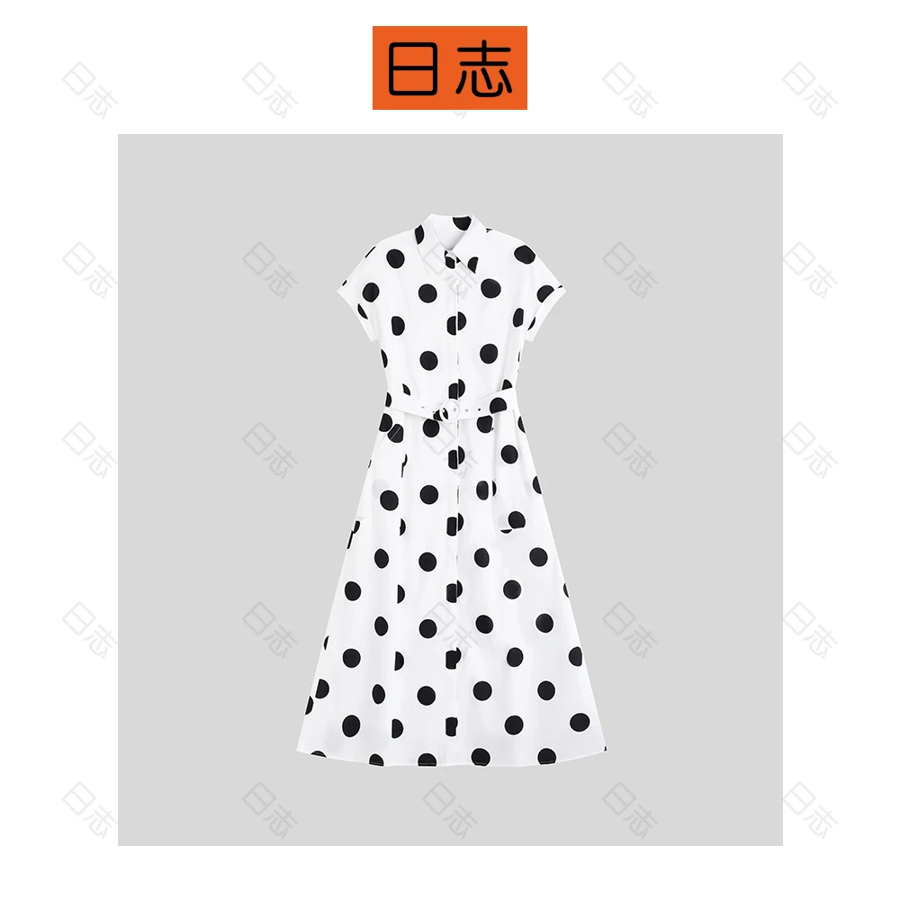 PIPO法式通勤气质桑蚕丝收腰波点衬衫连衣裙减龄显瘦DD52L282