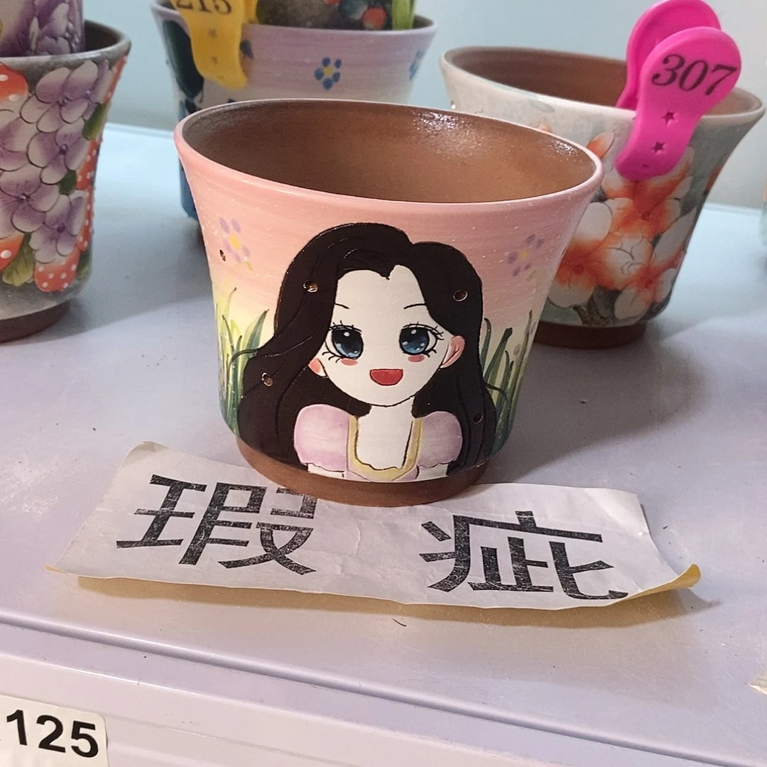 紫砂花盆红陶手绘花盆