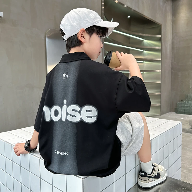 儿童装男童polo衫短袖t恤套装夏季薄款中大童时髦帅气两件套男孩T