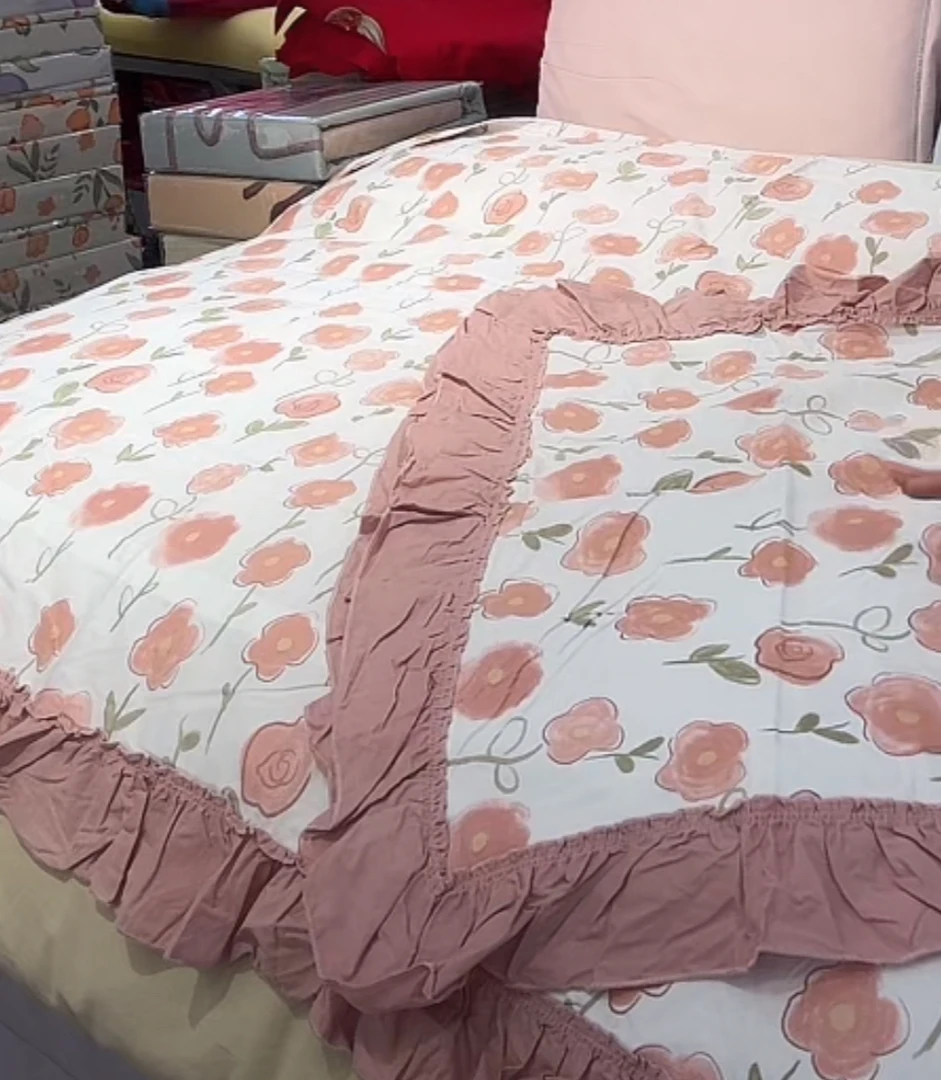 花边纯棉磨毛四件套活泼可爱