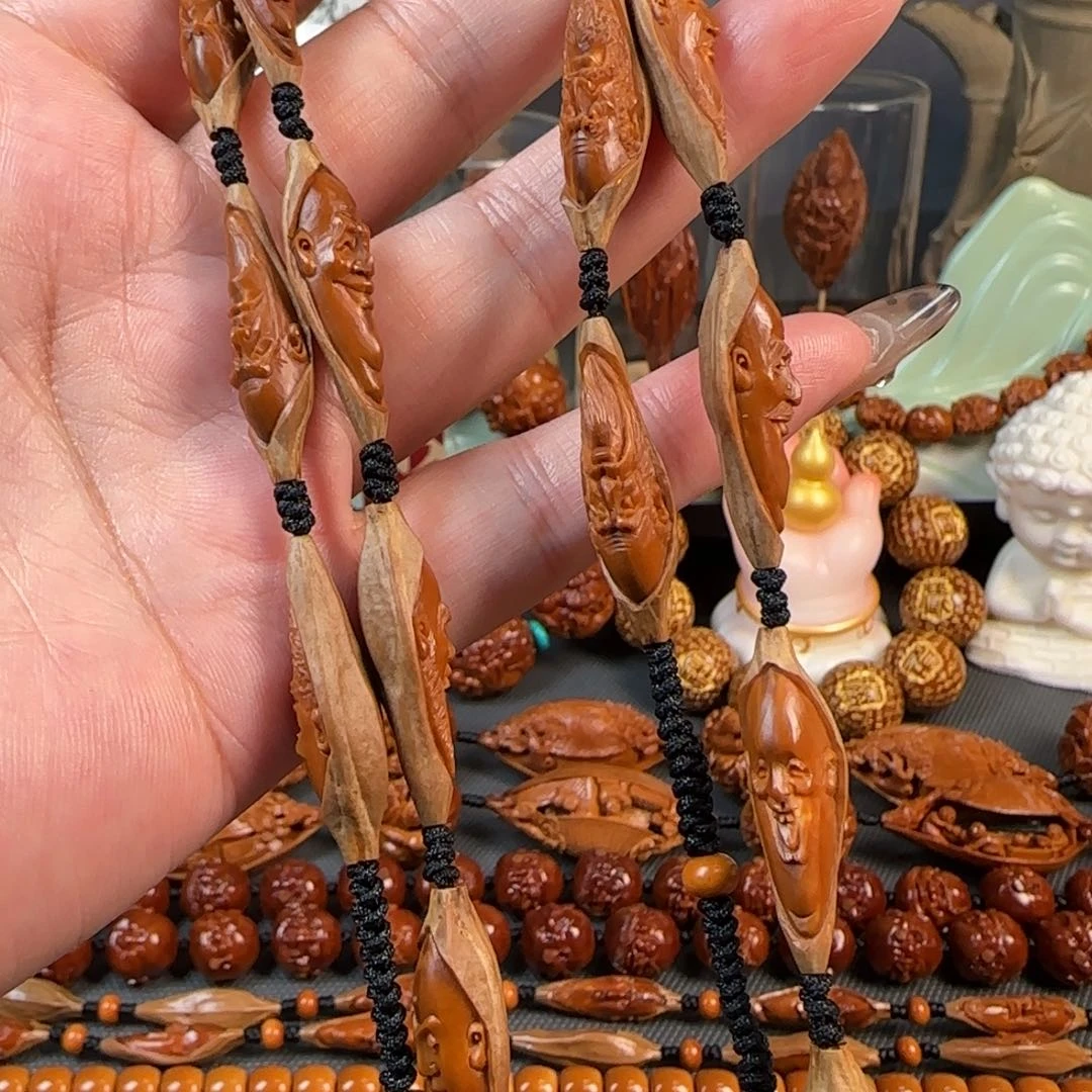 手串/手链橄榄核宽0.8稀有梅林柳叶核包衣十八罗汉长串