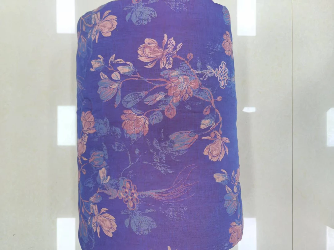 单人紫色玉兰花双层纱布夏凉被1.5x2.0