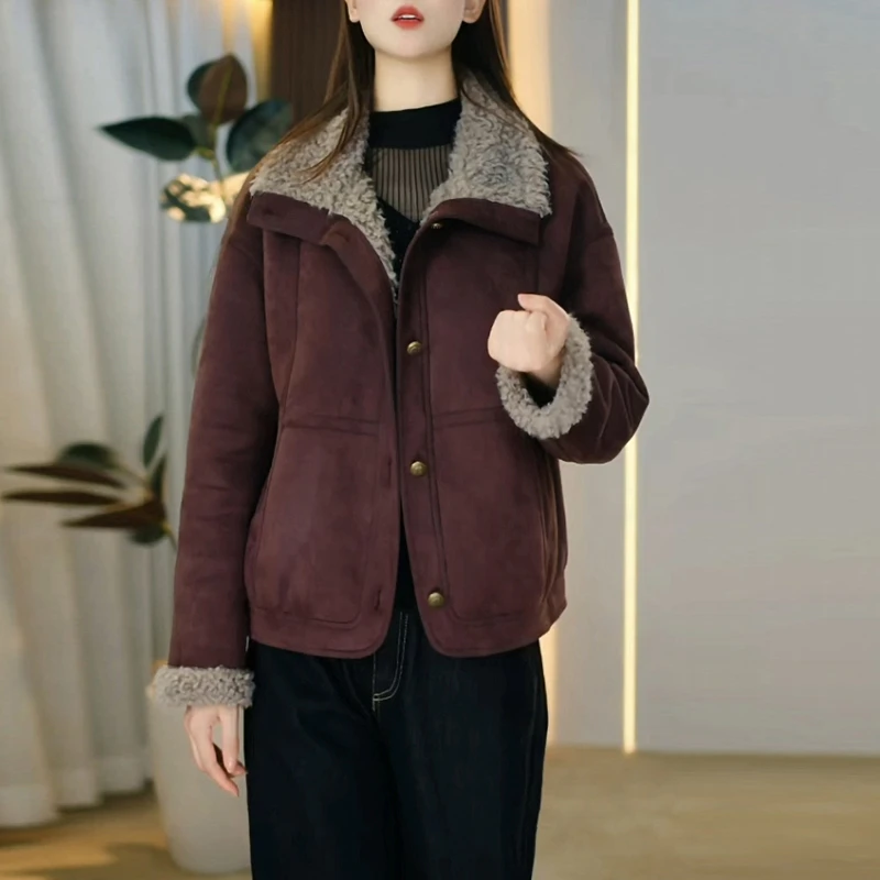 加绒加厚短款外套女2025冬季新款时尚休闲显瘦洋气保暖小个子上衣