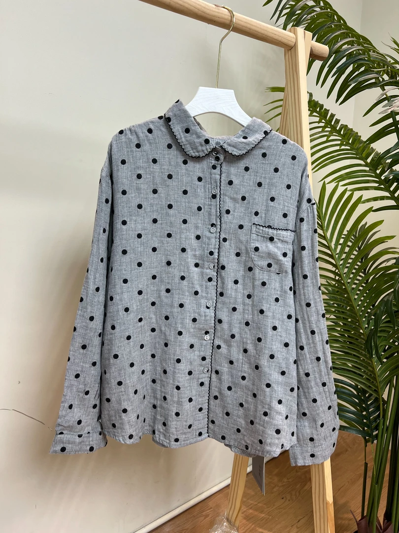 【波点婴儿棉刺绣棉纱衬衫】9156