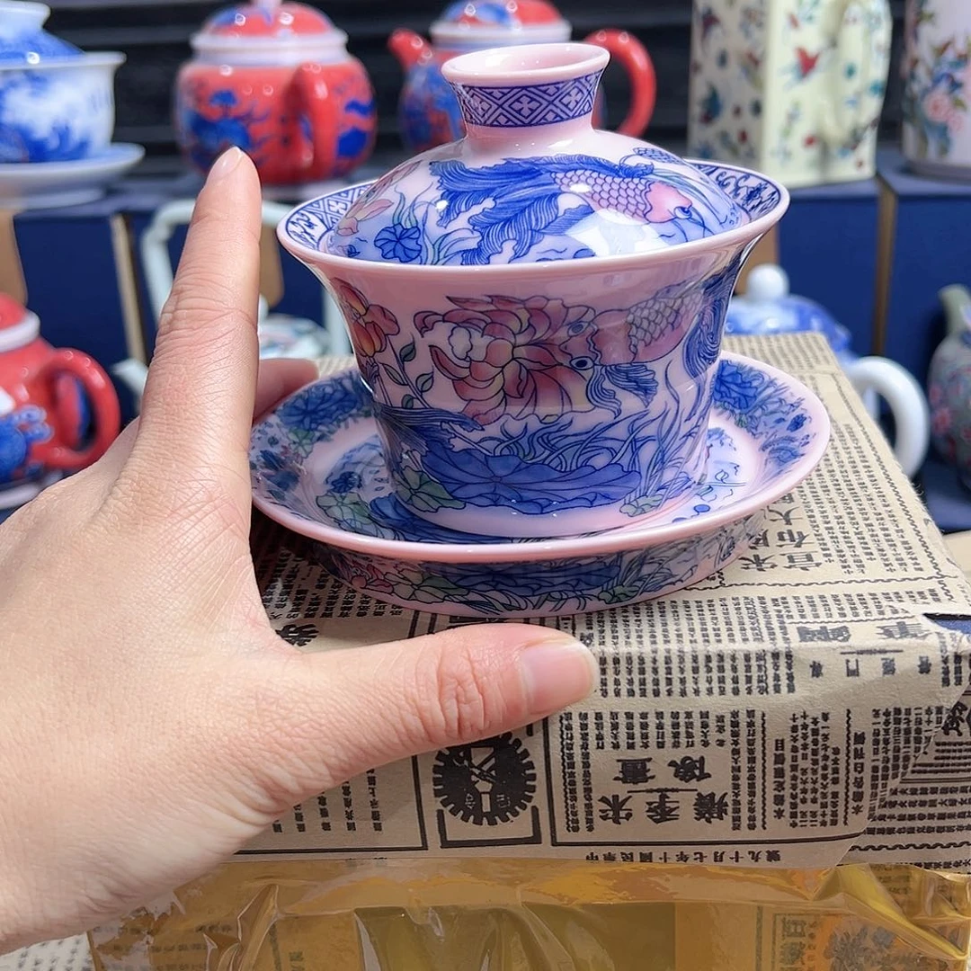 陶摆件景德镇陶瓷盖碗