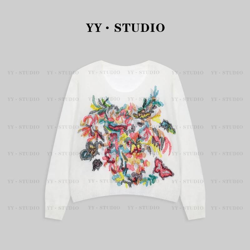 【YANYAN】夏季重工刺绣蝴蝶薄款针织长袖YY-1150