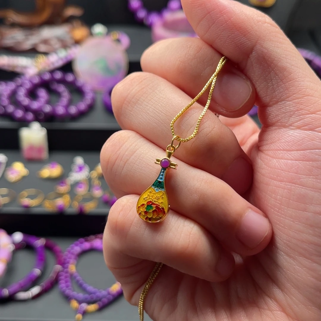 苏纪石（舒俱来）银S925镀金镶嵌吊坠