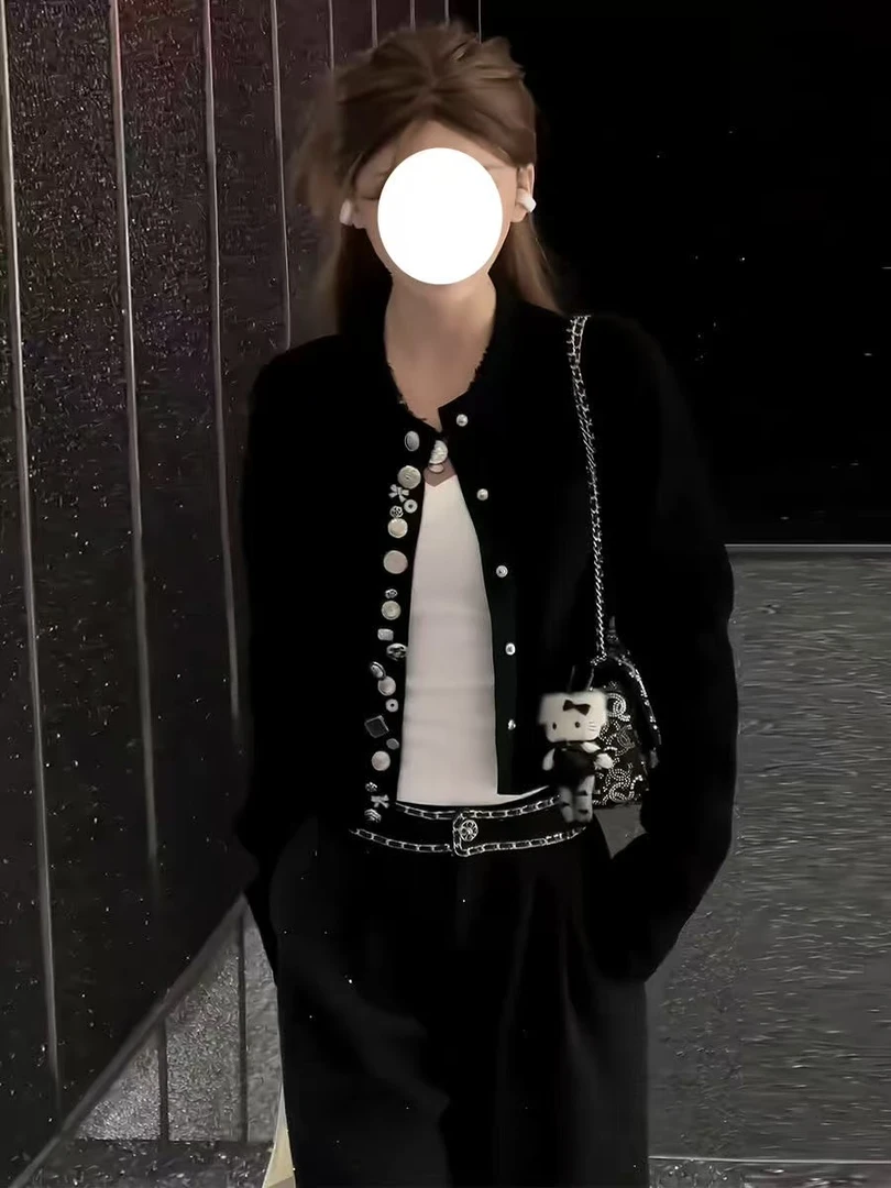 秋冬法式小香风重工纽扣气质长袖开衫外套高级感短款上衣AM25613