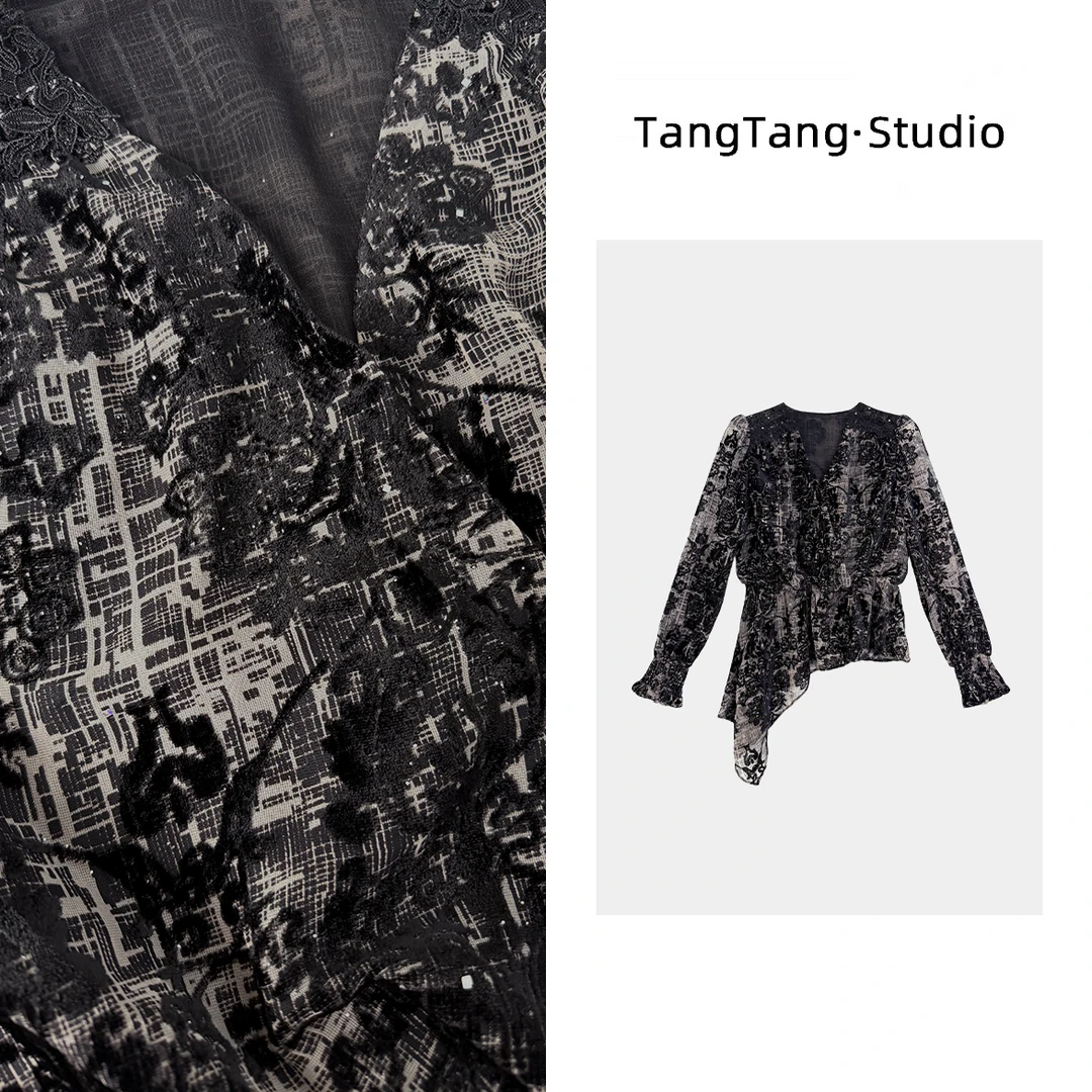 【TangTang·Studio】提花花边上衣高级气质女装气质卫衣上衣-116536