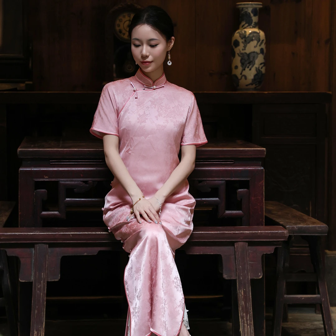 四月天【露薇】传统古法全开襟立体无省长款女1930旗袍中式2025