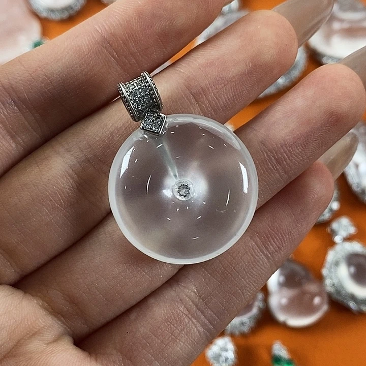 石英质玉银S925镶嵌颈饰