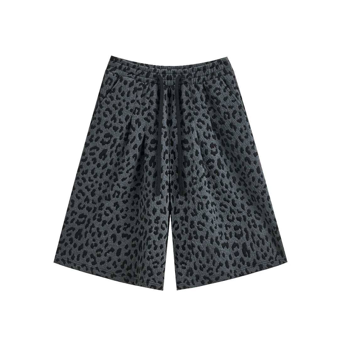 【JHYQ】夏季美式潮牌豹纹七分中裤男宽松休闲高街运动短裤512