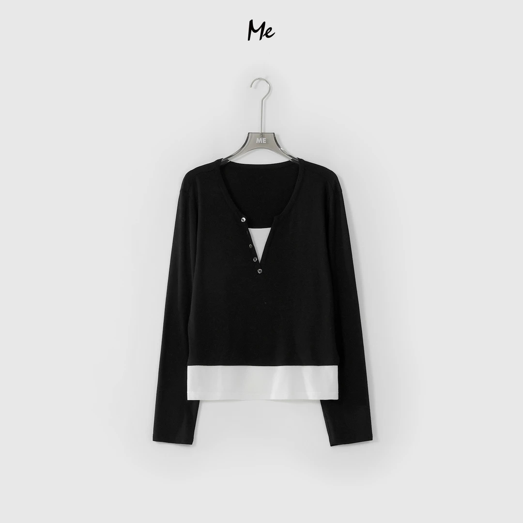 ME【5扣假两件】轻奢高定时尚设计师百搭新款上衣MEQA0757