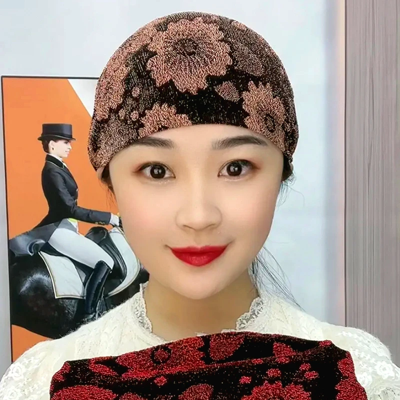 【优选】夏天薄款帽子女款新款弹力帽包头帽头饰洋气短发遮白发头巾