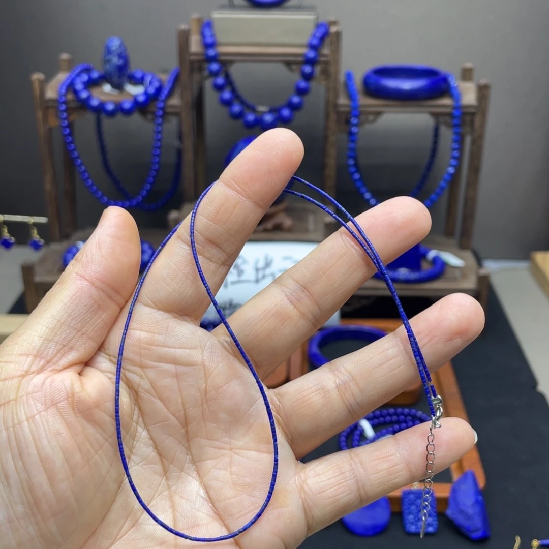 青金石银S925镶嵌项链