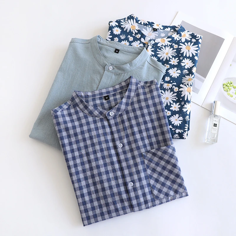 【多金外贸】全棉男装圆领衬衣家居上衣衬衫可外穿238