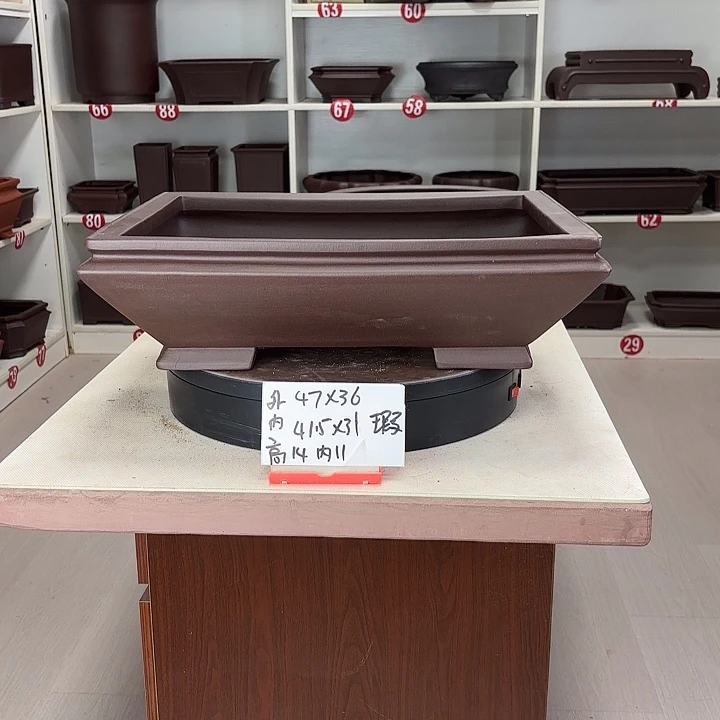 明***德紫砂花盆束口长方大