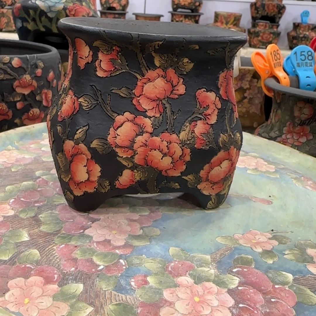 神***姐紫砂花盆精品多肉手绘花盆