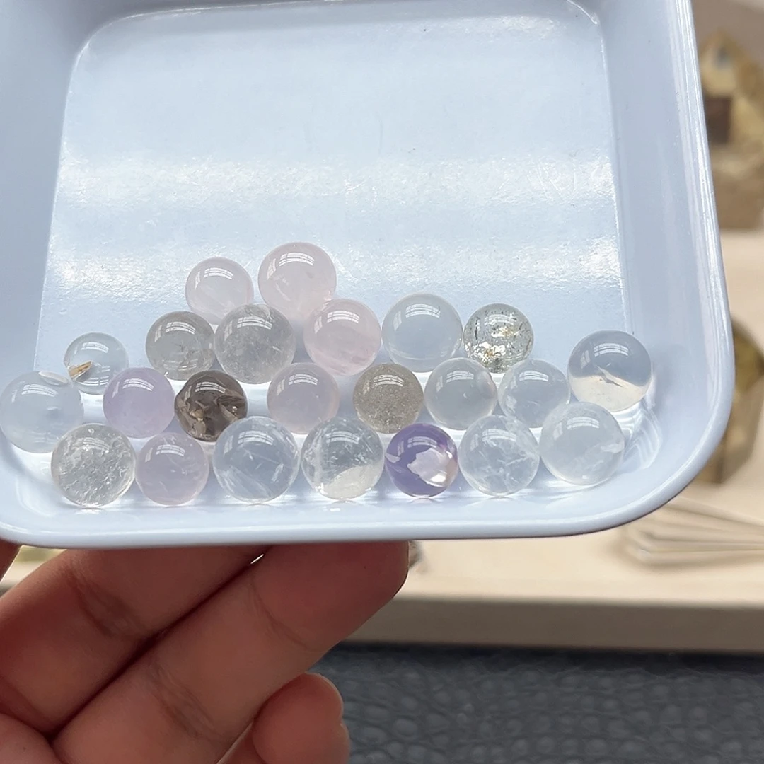 珠宝半成品水晶未镶嵌50 粉水晶 白水晶