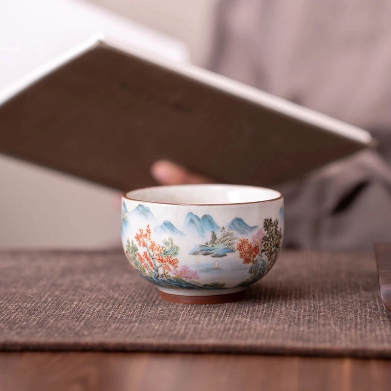 【闪购商品】亭台楼阁主人杯汝窑禅定杯功夫茶杯主人杯ZB003