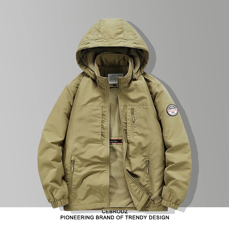 法国Cebrodz男秋冬季加绒加厚保暖防寒休闲夹克外套男户外冲锋衣
