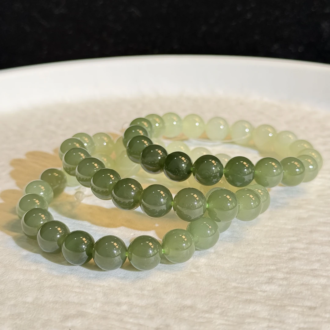 【伟伟鉴定】和田玉 晴水渐变圆珠手串 10+多样性发一件 有棉纹正常