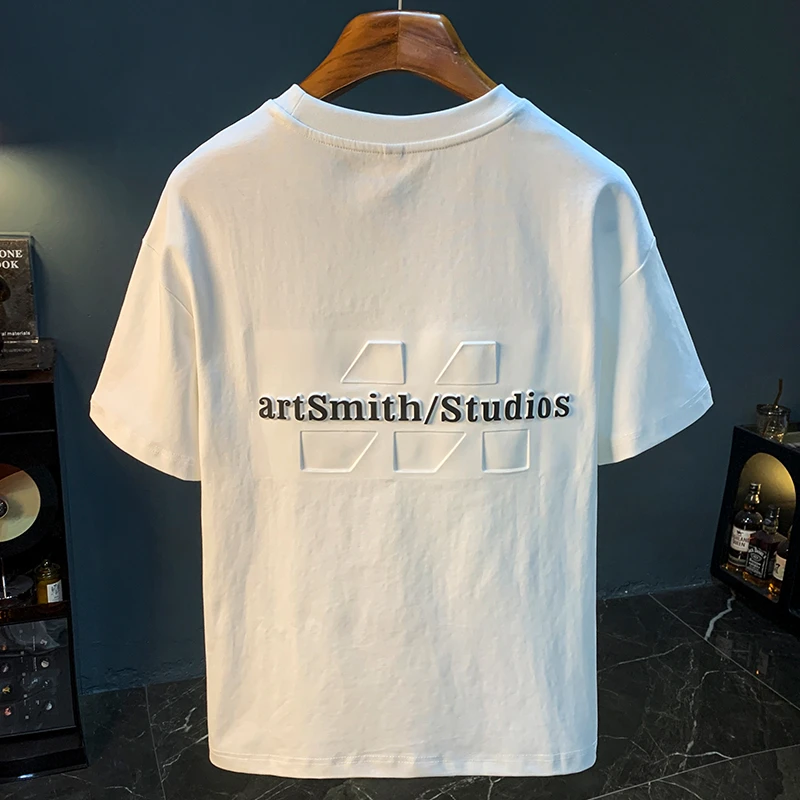 MR.MUDI/穆迪先生潮牌短袖T恤男夏季新款立体浮雕压印百搭半袖t恤