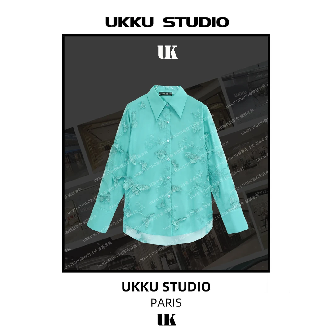 LILI【UKKUSTUDIO】小众时尚设计师款气质轻奢长袖蕾丝衬衫513652