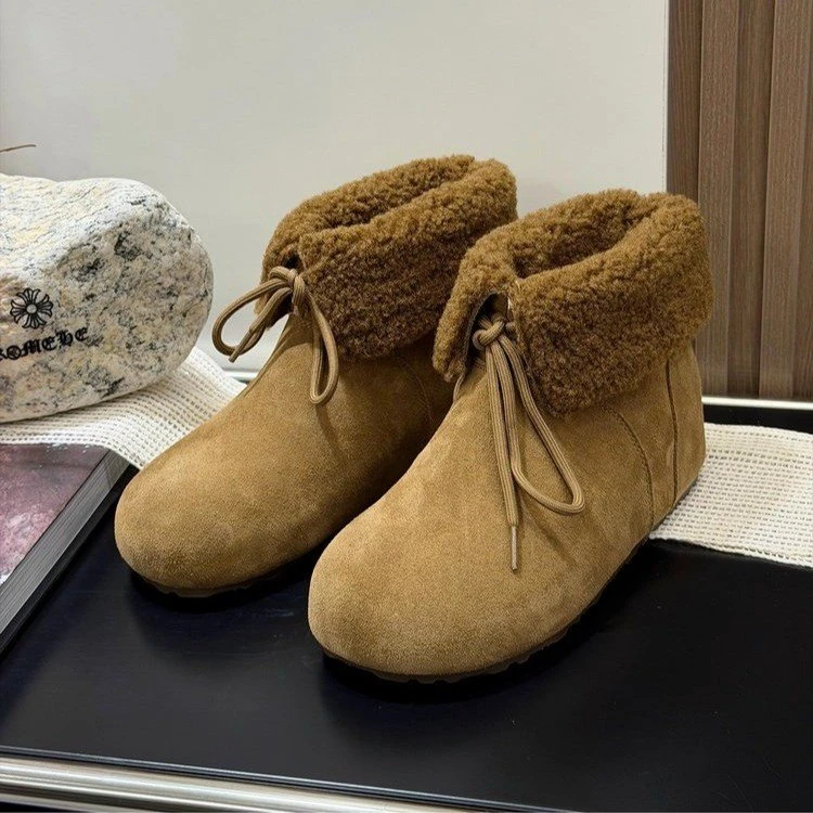 内增高雪地靴女2025新款冬季加绒保暖复古百搭小土豆短筒勃肯棉鞋