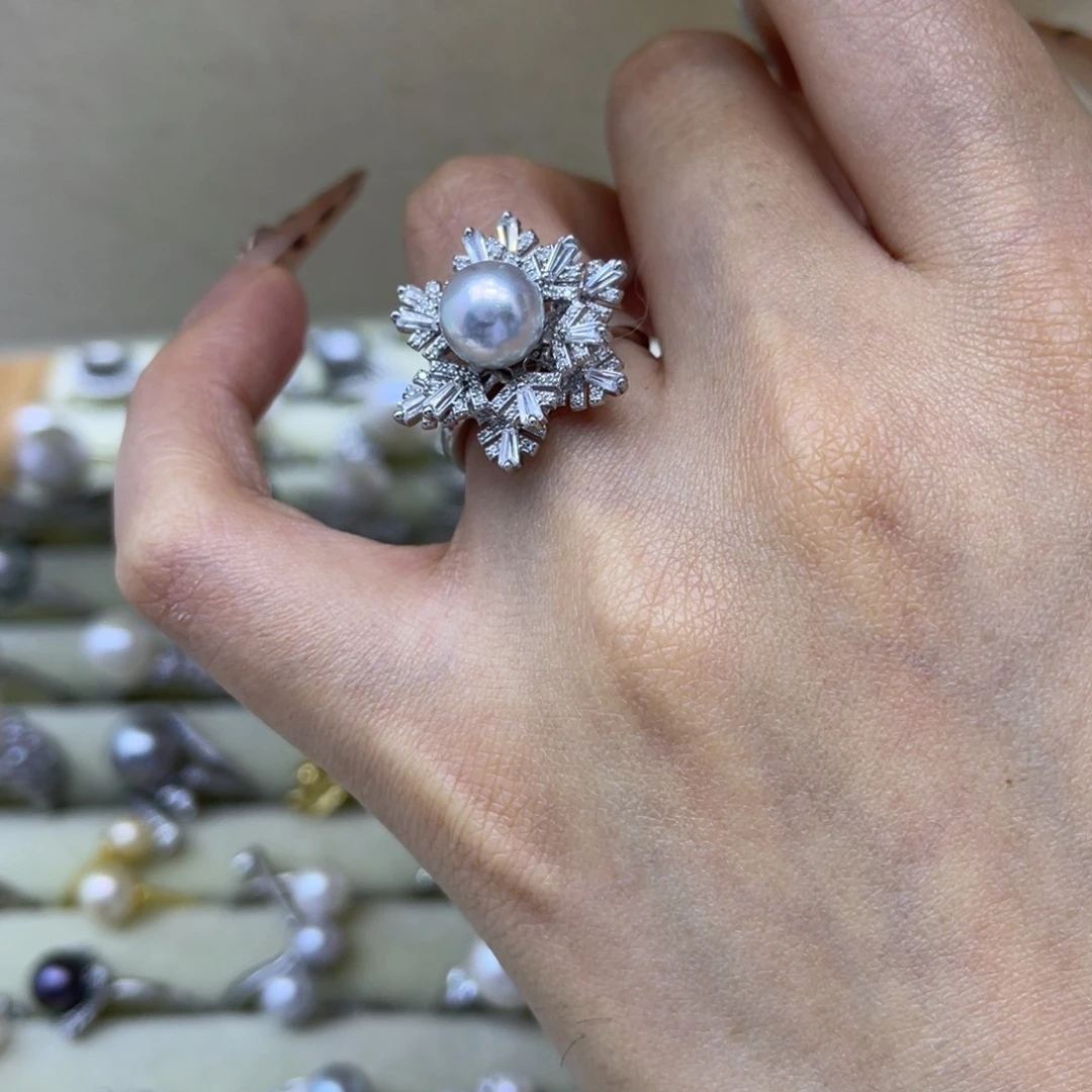 海水珍珠银S925镶嵌戒指