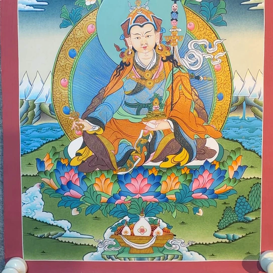 装裱画莲花生大士纯手绘假一罚十