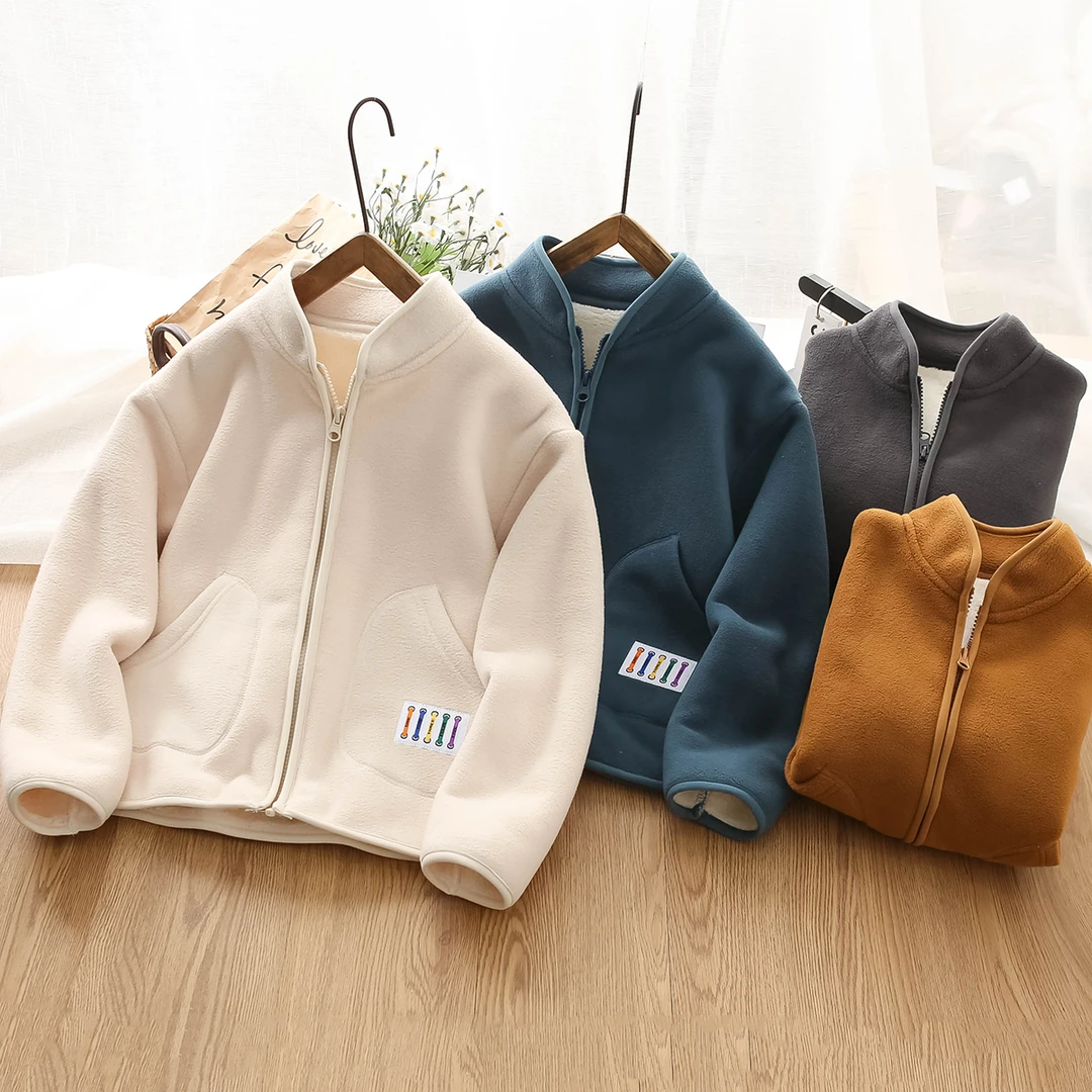 男童加绒外套2025秋冬新款儿童双面绒保暖拉链衫休闲运动上衣童装