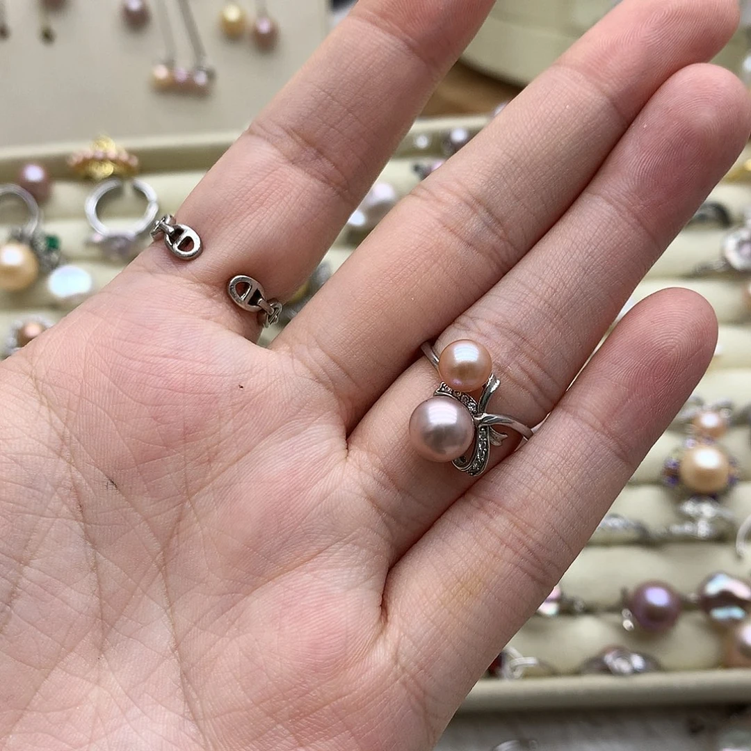 戒指淡水珍珠银S925镶嵌
