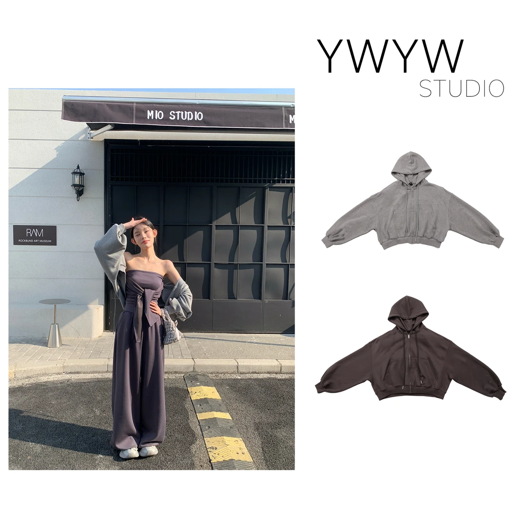 【福利款NO退换】早春韩系设计感百搭休闲连帽长袖卫衣3787
