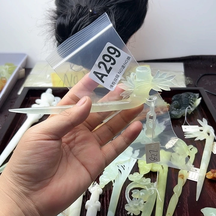 蛇纹石玉发饰合金h**a
