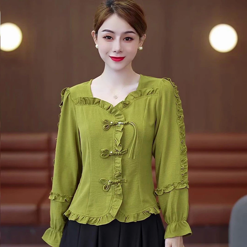 2024新款设计高级新中式秋季长袖气质洋气短款国风上衣
