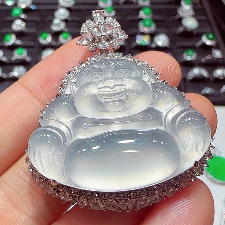翡翠18K金镶嵌吊坠(不含链)吊坠