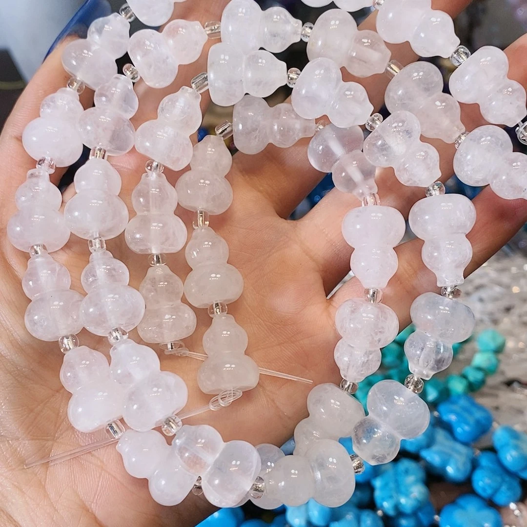 玛瑙/玉髓散珠天然白水晶葫芦一条14mm